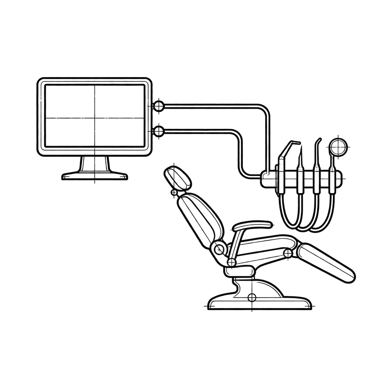Technical illustration representing dental IT